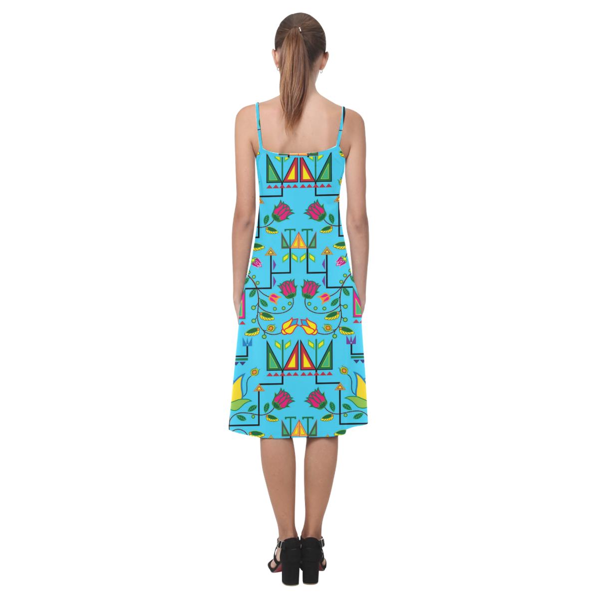 Geometric Floral Summer - Sky Blue Alcestis Slip Dress (Model D05) Alcestis Slip Dress (D05) e-joyer