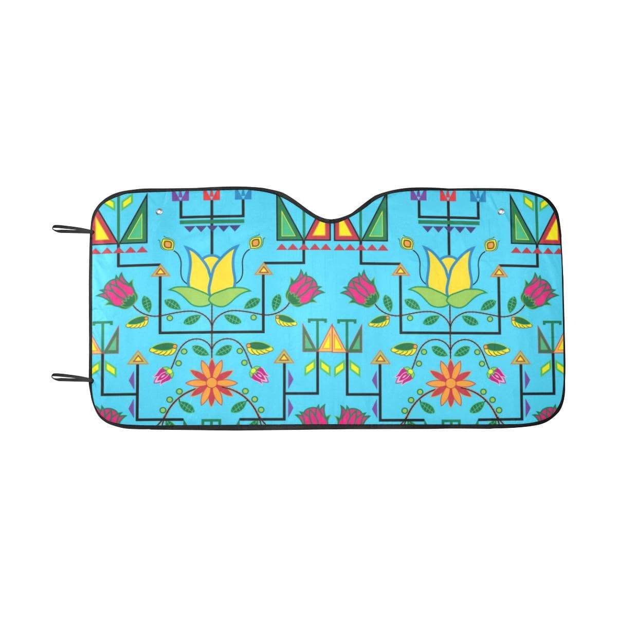 Geometric Floral Summer-Sky Blue Car Sun Shade 55"x30" Car Sun Shade e-joyer