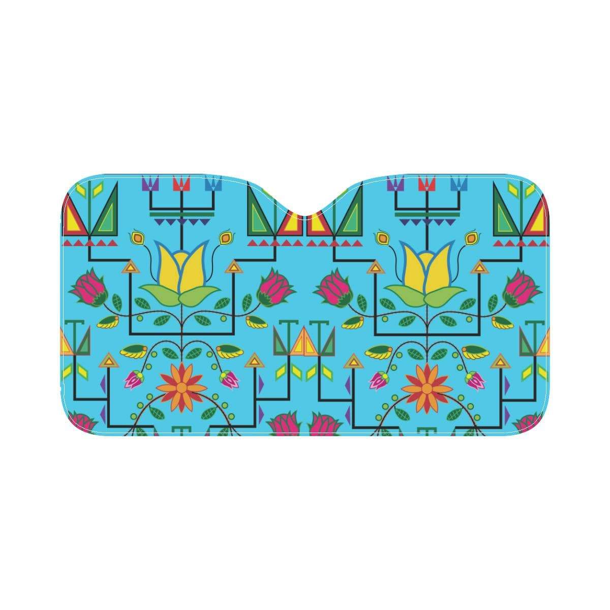 Geometric Floral Summer-Sky Blue Car Sun Shade 55"x30" Car Sun Shade e-joyer