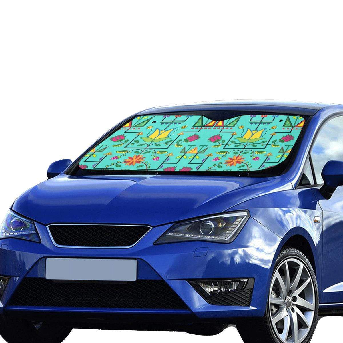 Geometric Floral Summer-Sky Car Sun Shade 55"x30" Car Sun Shade e-joyer