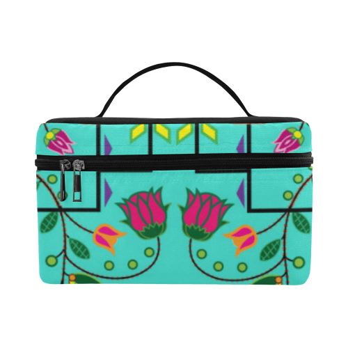 Geometric Floral Summer-Sky Cosmetic Bag/Large (Model 1658) Cosmetic Bag e-joyer