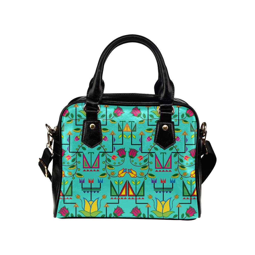 Geometric Floral Summer-Sky Shoulder Handbag (Model 1634) Shoulder Handbags (1634) e-joyer
