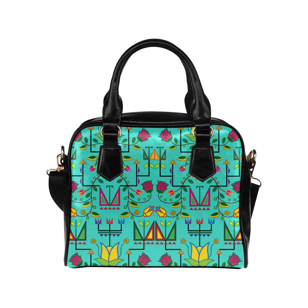 Geometric Floral Summer-Sky Shoulder Handbag (Model 1634) Shoulder Handbags (1634) e-joyer