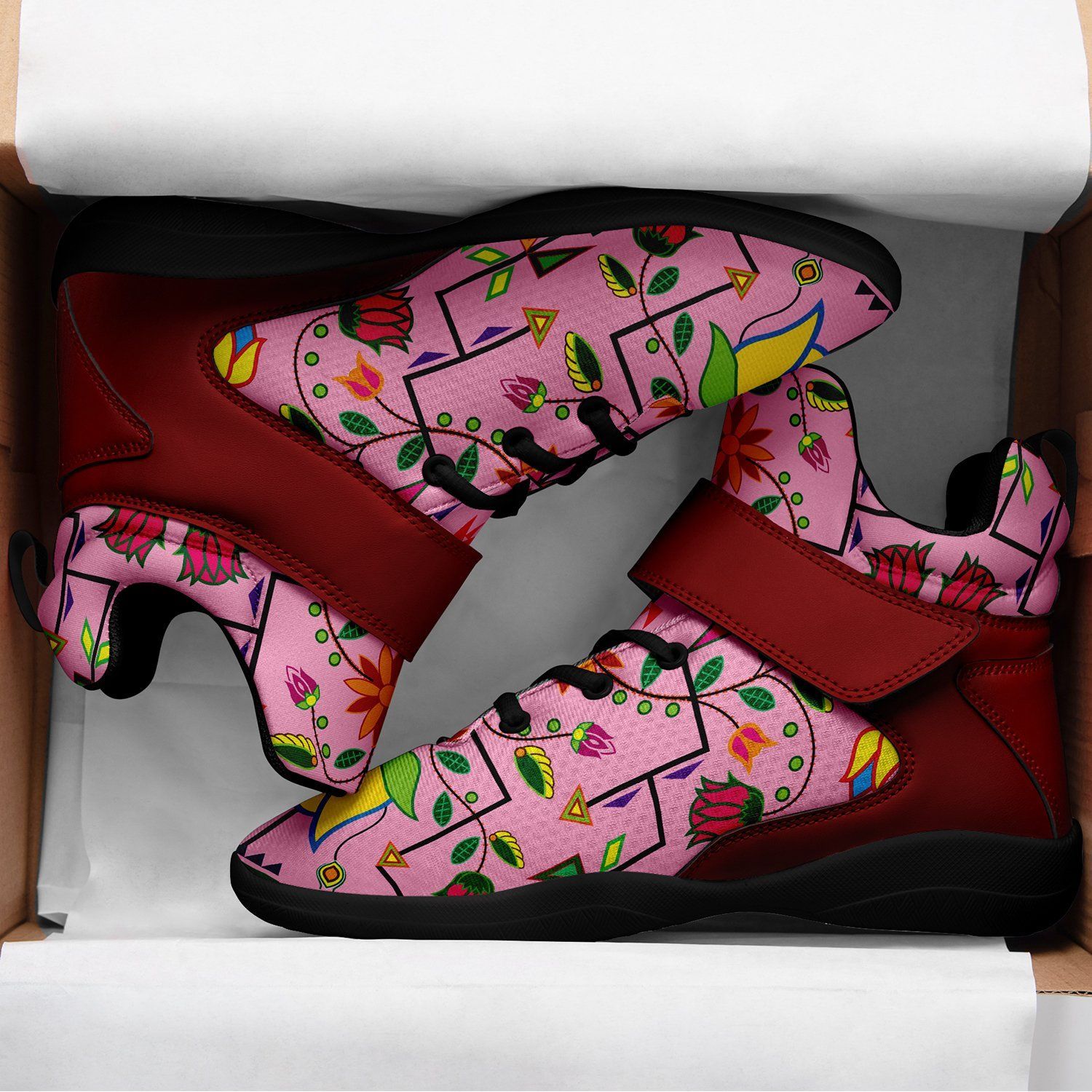 Geometric Floral Summer Sunset Ipottaa Basketball / Sport High Top Shoes - Black Sole 49 Dzine