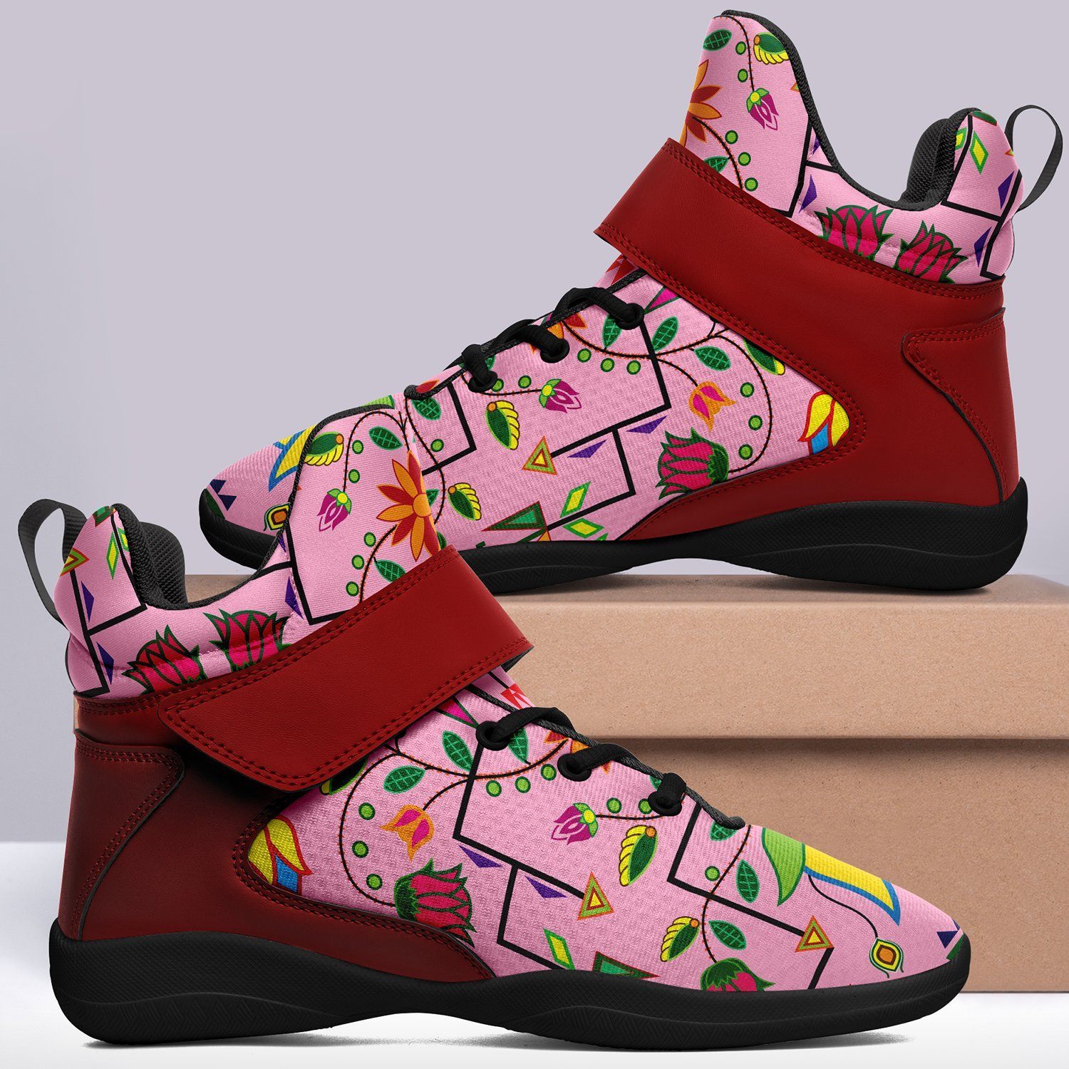Geometric Floral Summer Sunset Ipottaa Basketball / Sport High Top Shoes - Black Sole 49 Dzine