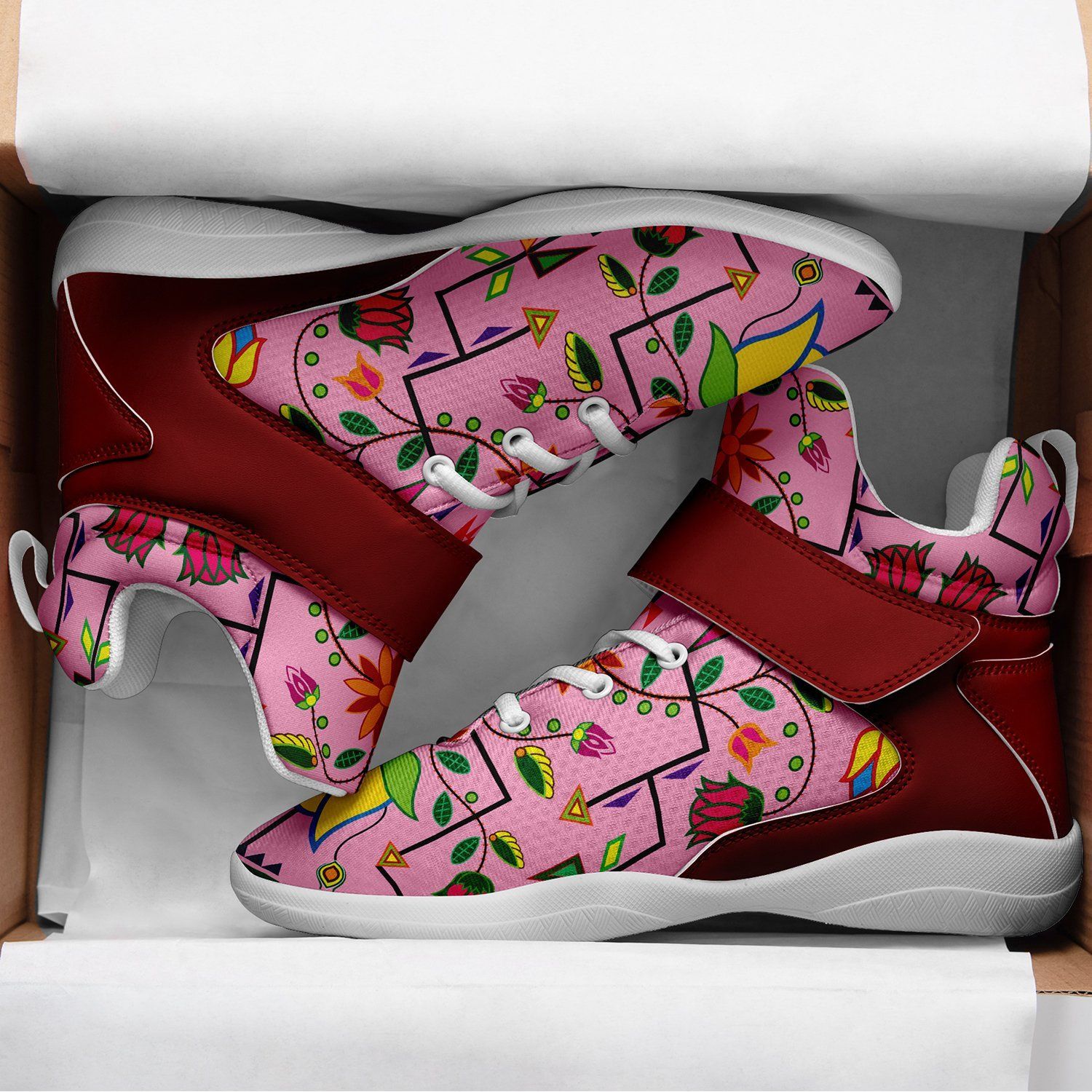 Geometric Floral Summer Sunset Ipottaa Basketball / Sport High Top Shoes - White Sole 49 Dzine