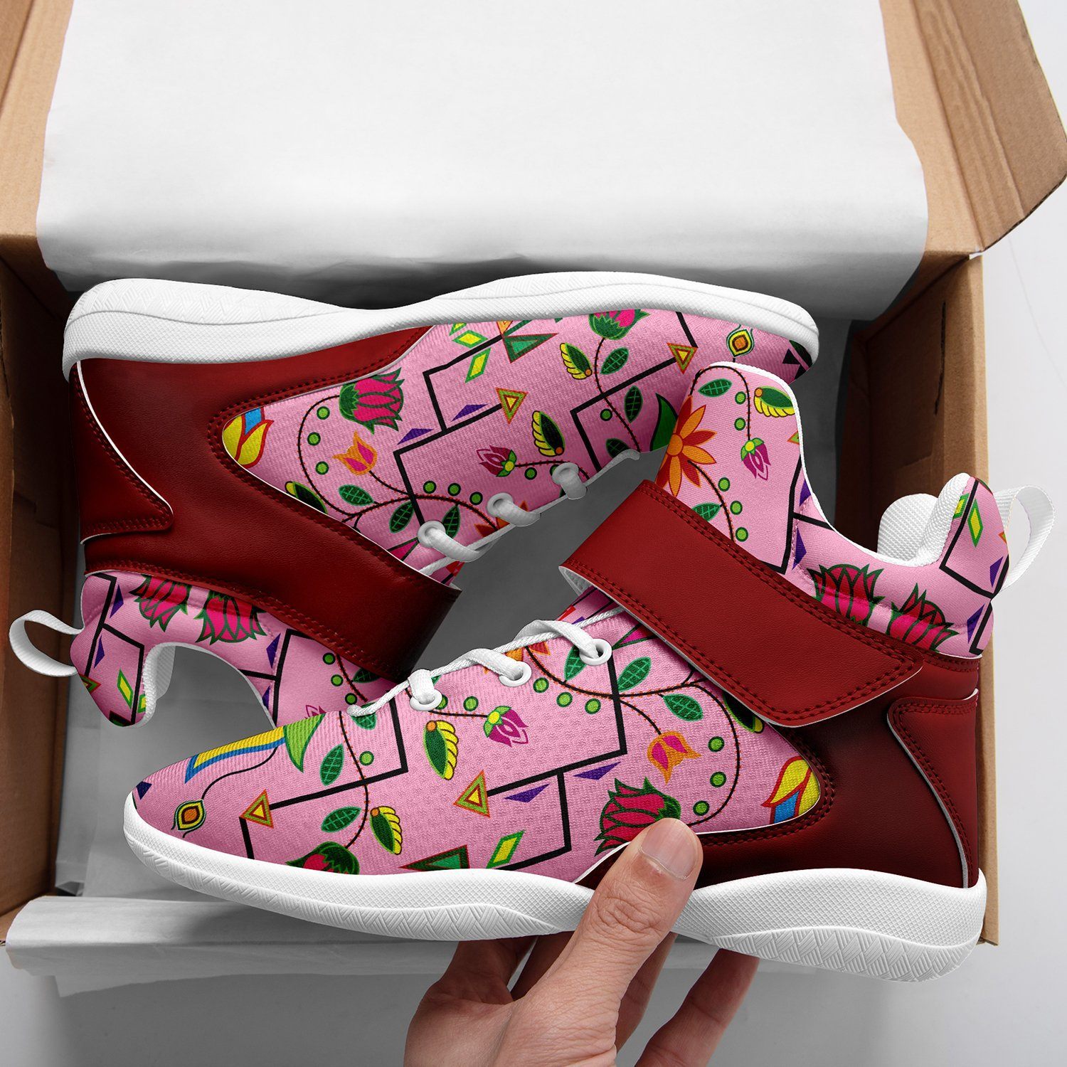 Geometric Floral Summer Sunset Ipottaa Basketball / Sport High Top Shoes - White Sole 49 Dzine