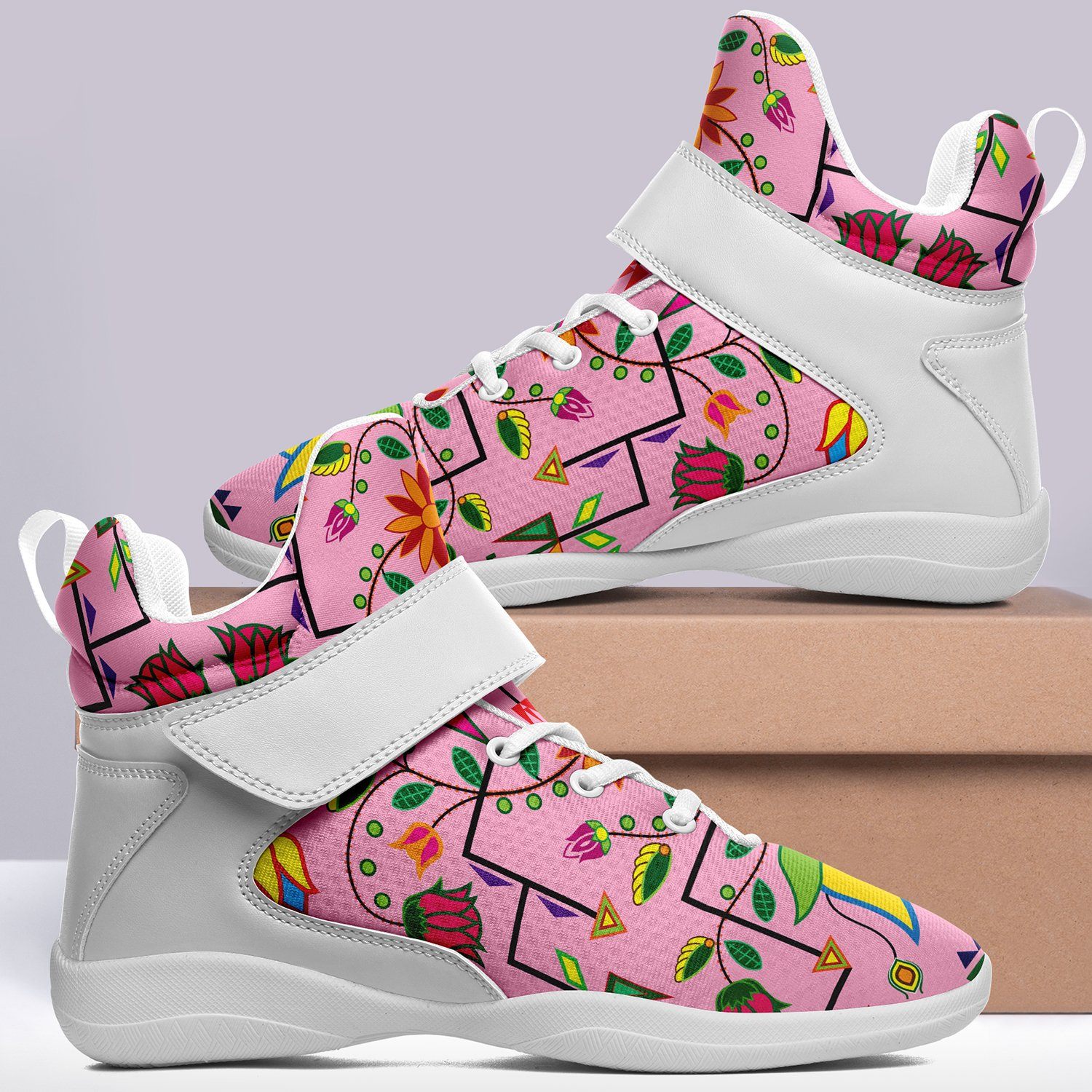 Geometric Floral Summer Sunset Kid's Ipottaa Basketball / Sport High Top Shoes 49 Dzine