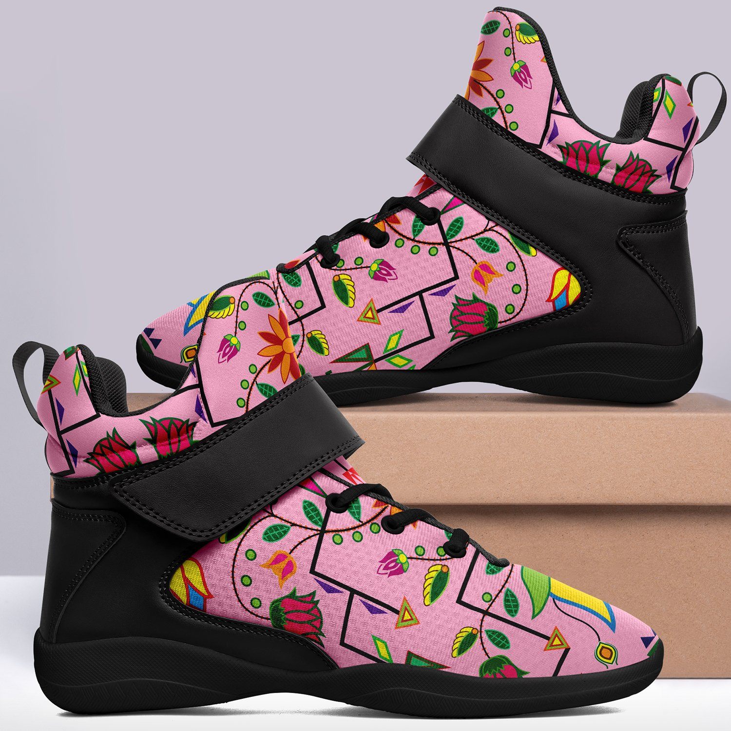 Geometric Floral Summer Sunset Kid's Ipottaa Basketball / Sport High Top Shoes 49 Dzine