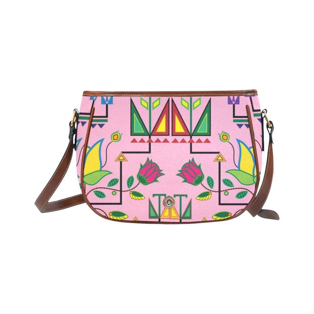 Geometric Floral Summer - Sunset Saddle Bag/Small (Model 1649) Full Customization Saddle Bag/Small (Full Customization) e-joyer