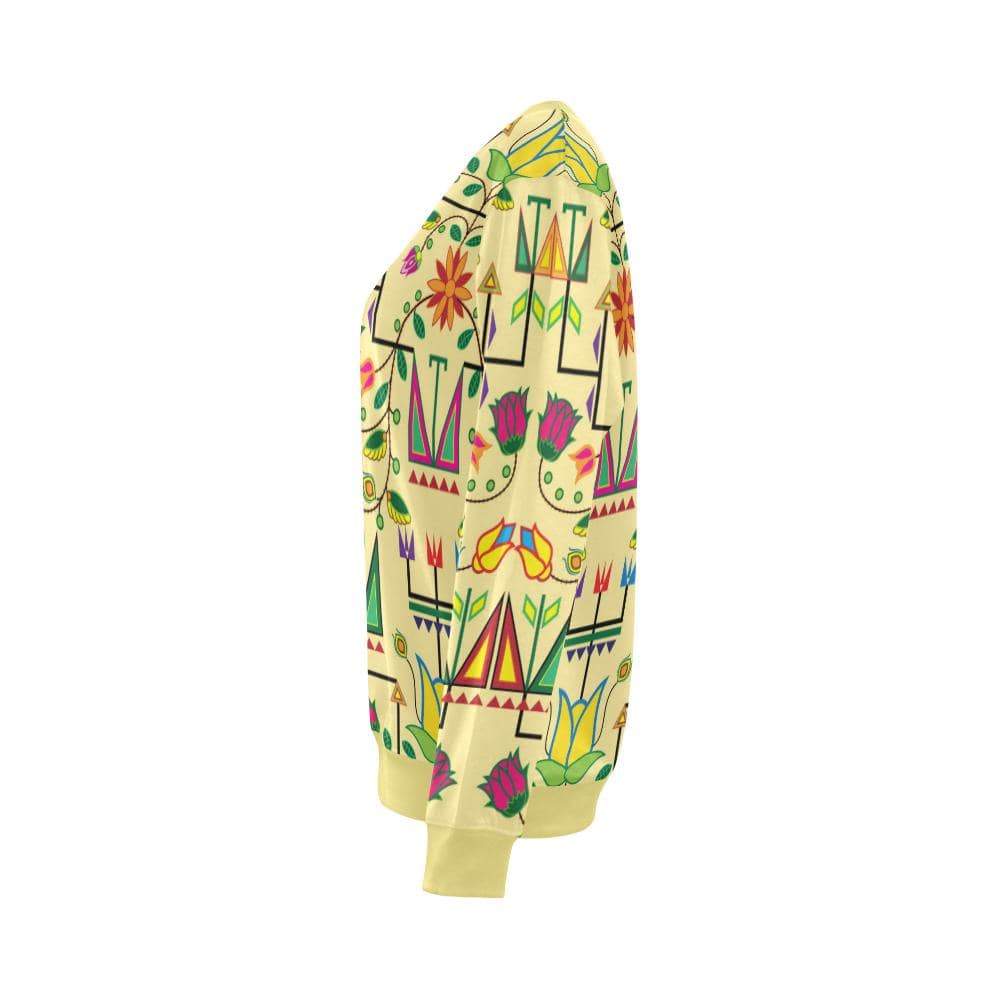 Geometric Floral Summer-Vanilla All Over Print Crewneck Sweatshirt for Women (Model H18) Crewneck Sweatshirt for Women (H18) e-joyer