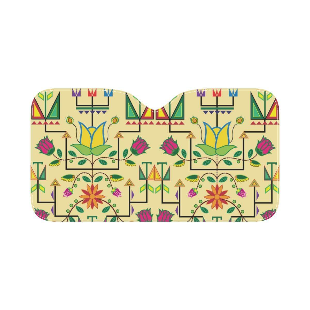 Geometric Floral Summer-Vanilla Car Sun Shade 55"x30" Car Sun Shade e-joyer