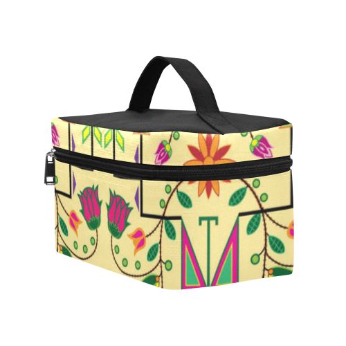 Geometric Floral Summer-Vanilla Cosmetic Bag/Large (Model 1658) Cosmetic Bag e-joyer