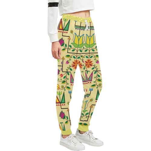 Geometric Floral Summer-Vanilla Women's All Over Print Sweatpants (Model L11) Women's All Over Print Sweatpants (L11) e-joyer