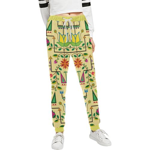 Geometric Floral Summer-Vanilla Women's All Over Print Sweatpants (Model L11) Women's All Over Print Sweatpants (L11) e-joyer