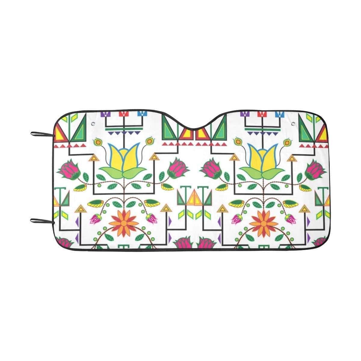 Geometric Floral Summer-White Car Sun Shade 55"x30" Car Sun Shade e-joyer