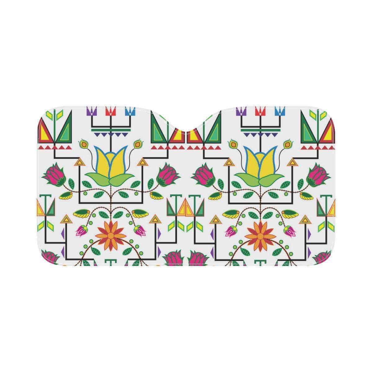 Geometric Floral Summer-White Car Sun Shade 55"x30" Car Sun Shade e-joyer