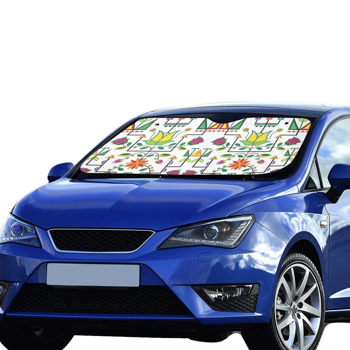 Geometric Floral Summer-White Car Sun Shade 55"x30" Car Sun Shade e-joyer