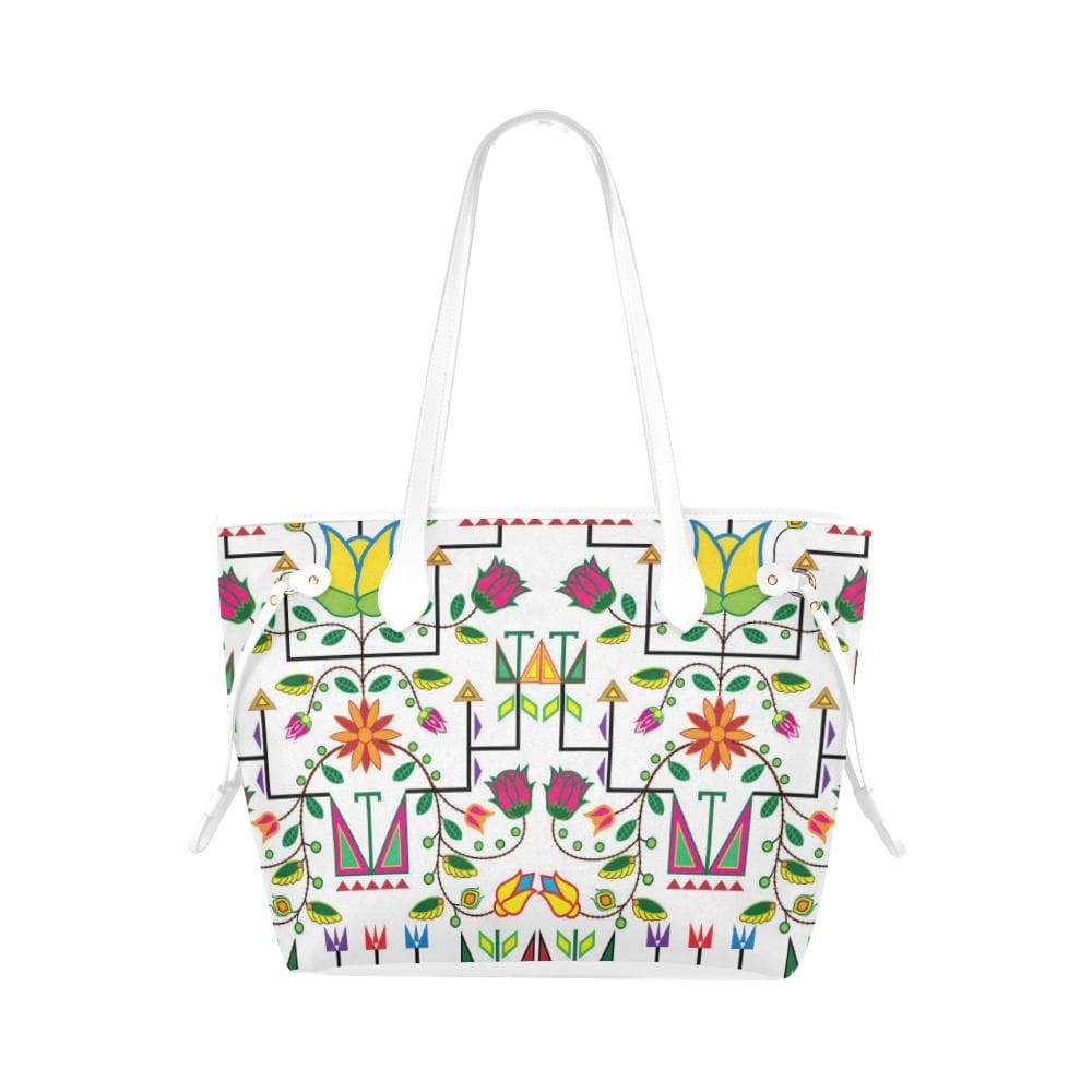 Geometric Floral Summer - White Clover Canvas Tote Bag (Model 1661) Clover Canvas Tote Bag (1661) e-joyer