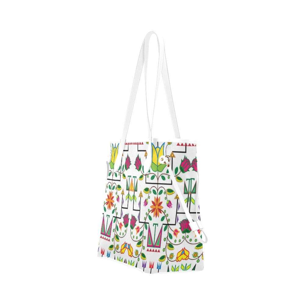 Geometric Floral Summer - White Clover Canvas Tote Bag (Model 1661) Clover Canvas Tote Bag (1661) e-joyer