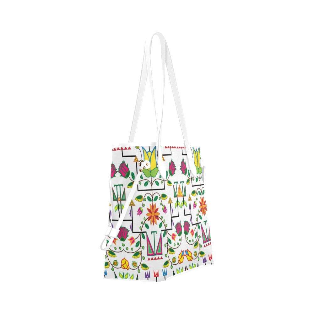 Geometric Floral Summer - White Clover Canvas Tote Bag (Model 1661) Clover Canvas Tote Bag (1661) e-joyer