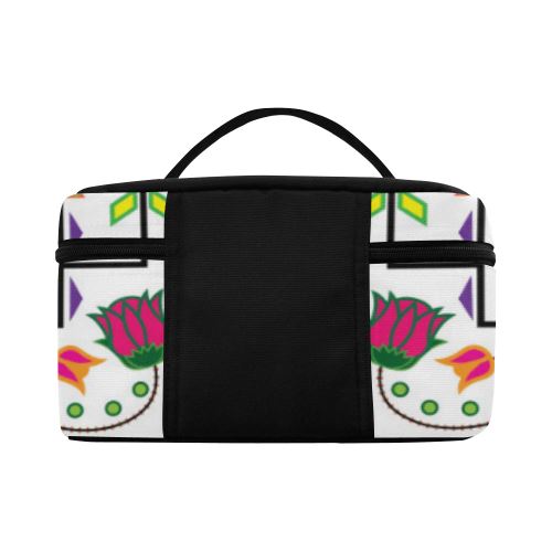 Geometric Floral Summer-White Cosmetic Bag/Large (Model 1658) Cosmetic Bag e-joyer