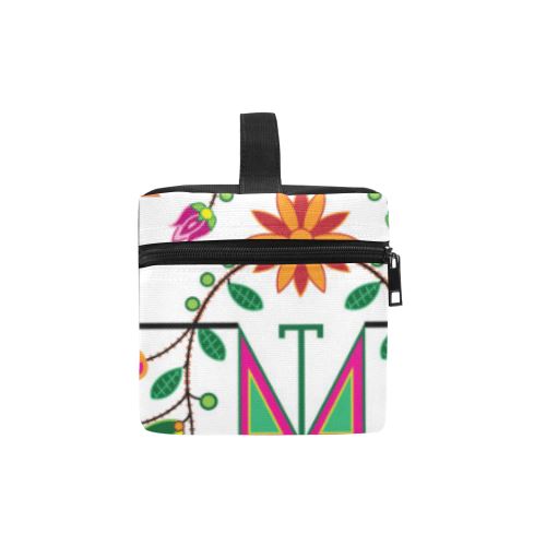 Geometric Floral Summer-White Cosmetic Bag/Large (Model 1658) Cosmetic Bag e-joyer