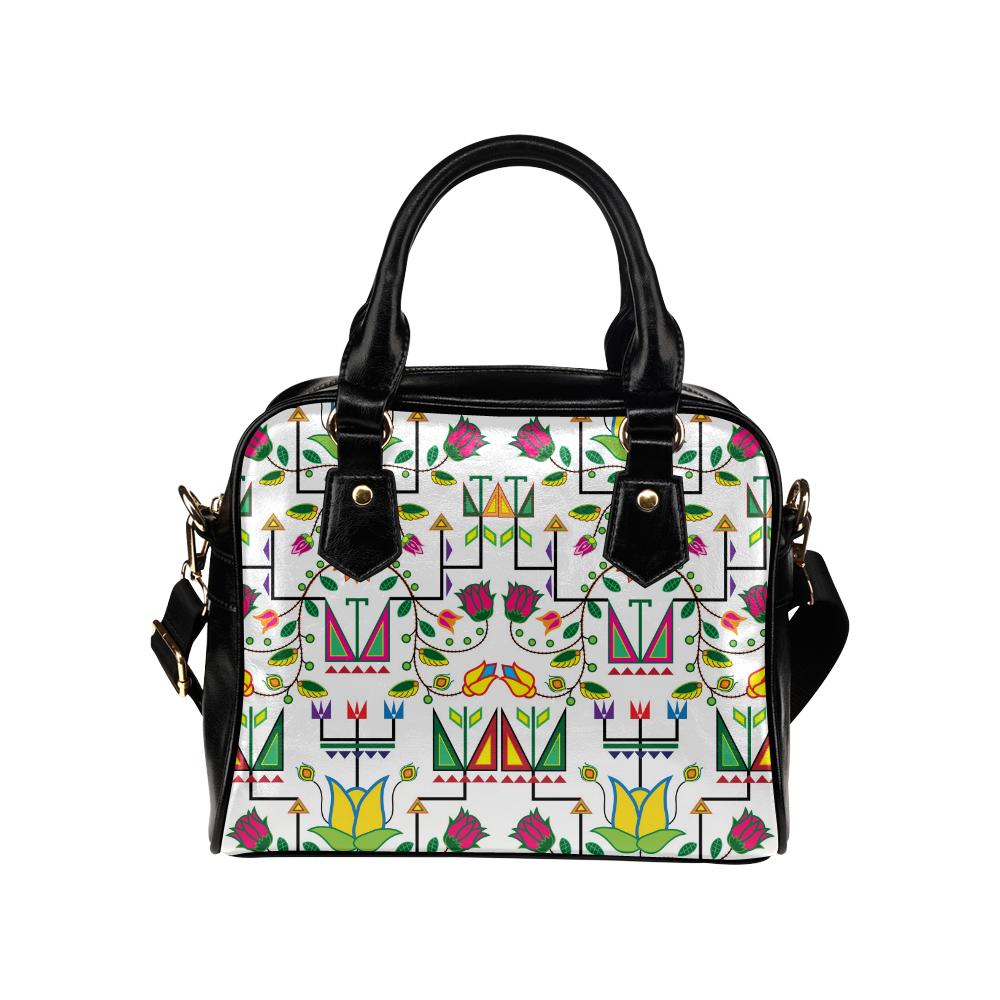 Geometric Floral Summer-White Shoulder Handbag (Model 1634) Shoulder Handbags (1634) e-joyer