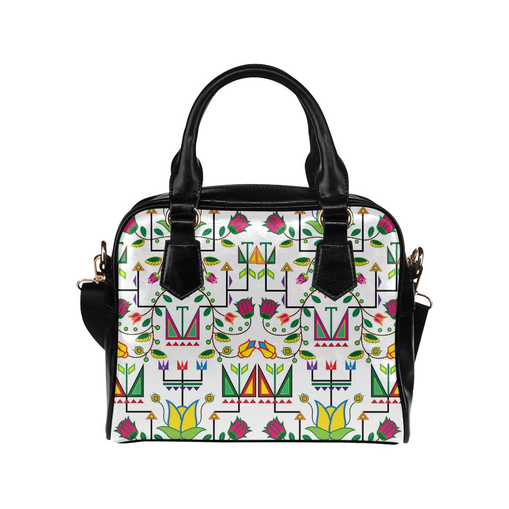 Geometric Floral Summer-White Shoulder Handbag (Model 1634) Shoulder Handbags (1634) e-joyer