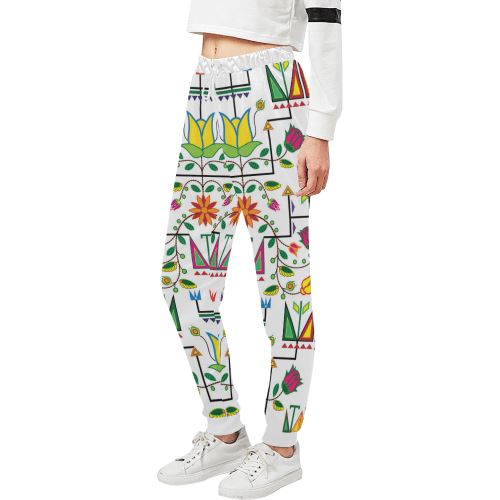 Geometric Floral Summer-White Women's All Over Print Sweatpants (Model L11) Women's All Over Print Sweatpants (L11) e-joyer