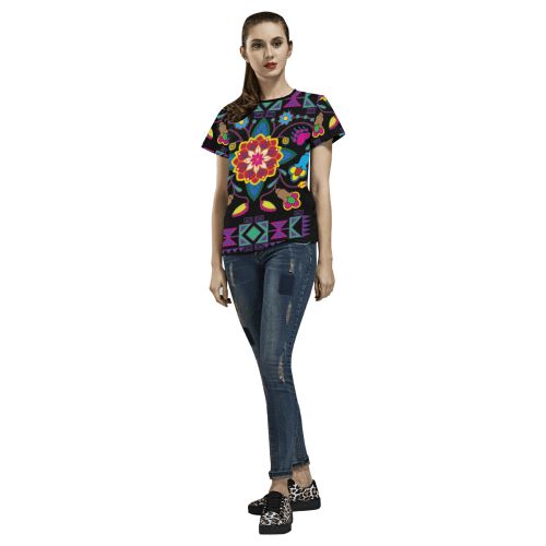 Geometric Floral Winter All Over Print T-shirt for Women/Large Size (USA Size) (Model T40) All Over Print T-Shirt for Women/Large (T40) e-joyer