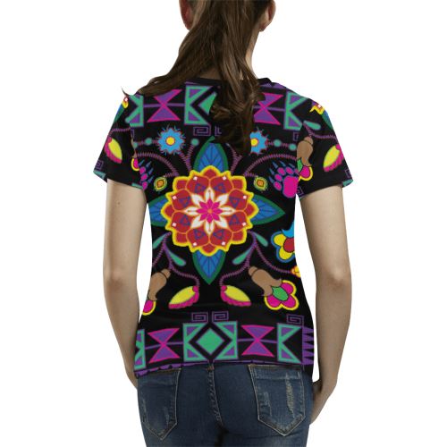 Geometric Floral Winter All Over Print T-shirt for Women/Large Size (USA Size) (Model T40) All Over Print T-Shirt for Women/Large (T40) e-joyer