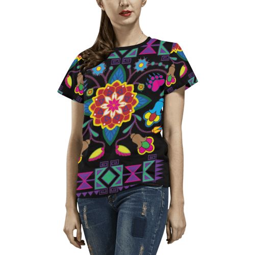 Geometric Floral Winter All Over Print T-shirt for Women/Large Size (USA Size) (Model T40) All Over Print T-Shirt for Women/Large (T40) e-joyer