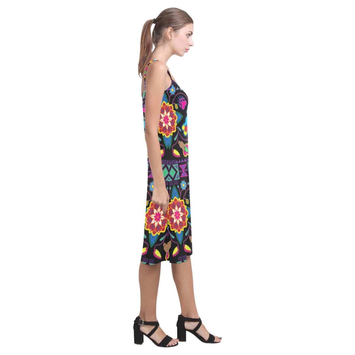 Geometric Floral Winter - Black Alcestis Slip Dress (Model D05) Alcestis Slip Dress (D05) e-joyer