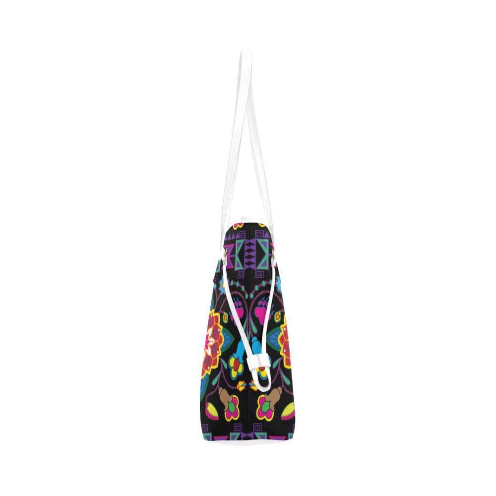 Geometric Floral Winter - Black Clover Canvas Tote Bag (Model 1661) Clover Canvas Tote Bag (1661) e-joyer