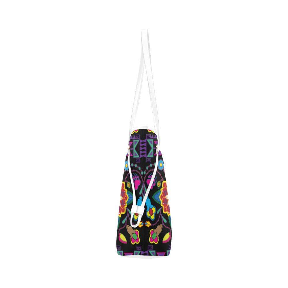 Geometric Floral Winter - Black Clover Canvas Tote Bag (Model 1661) Clover Canvas Tote Bag (1661) e-joyer