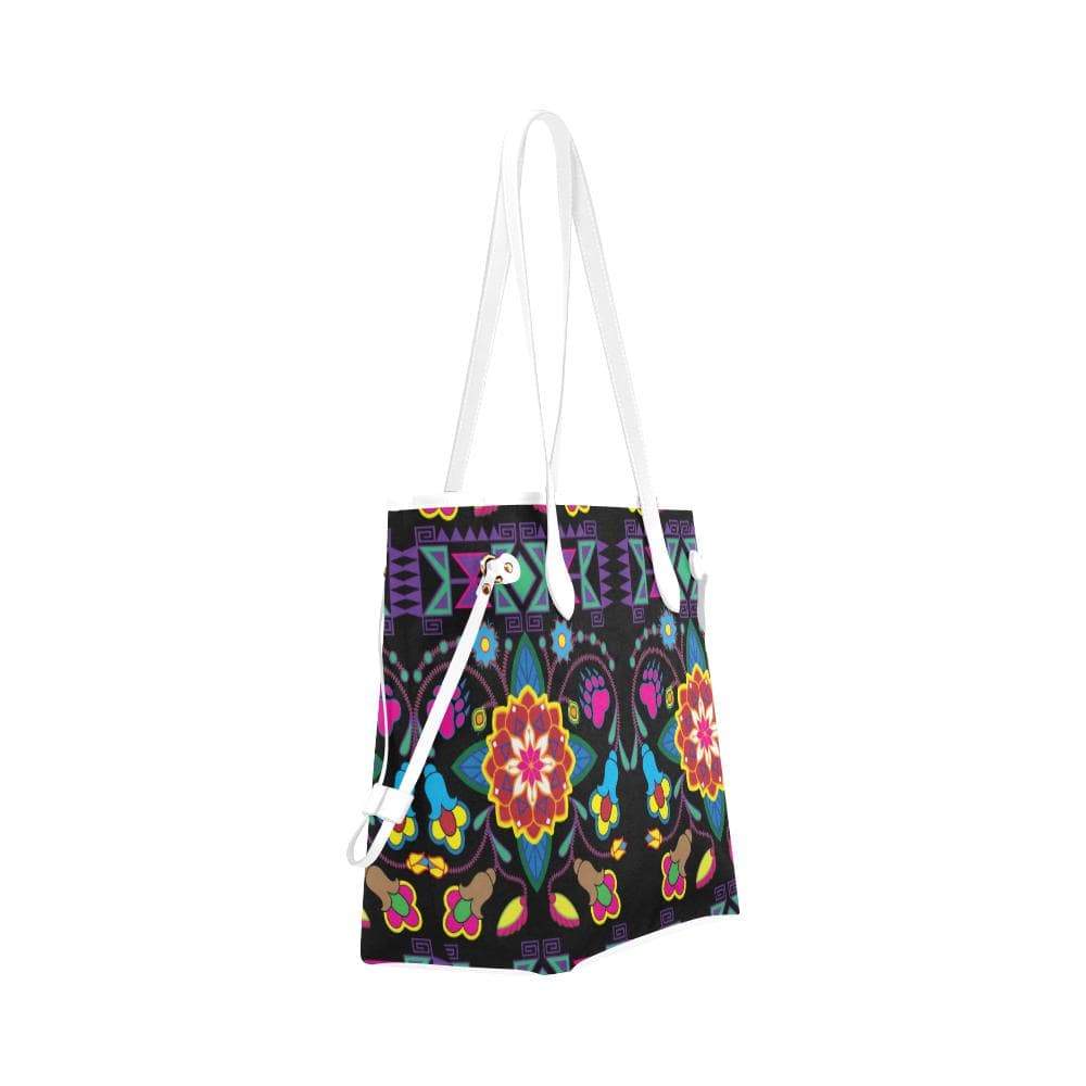 Geometric Floral Winter - Black Clover Canvas Tote Bag (Model 1661) Clover Canvas Tote Bag (1661) e-joyer