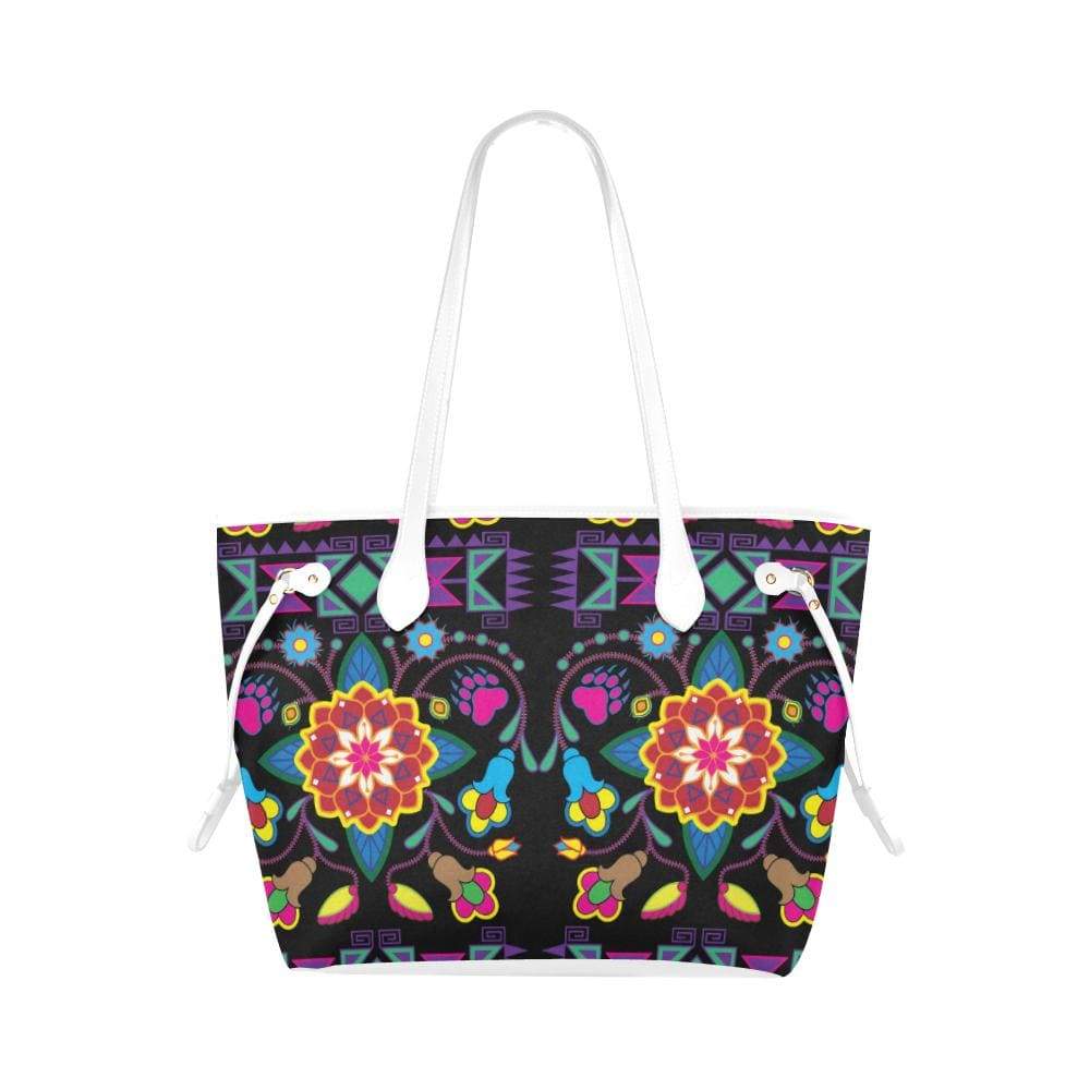 Geometric Floral Winter - Black Clover Canvas Tote Bag (Model 1661) Clover Canvas Tote Bag (1661) e-joyer