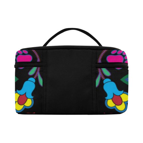 Geometric Floral Winter-Black Cosmetic Bag/Large (Model 1658) Cosmetic Bag e-joyer