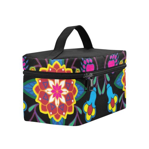 Geometric Floral Winter-Black Cosmetic Bag/Large (Model 1658) Cosmetic Bag e-joyer