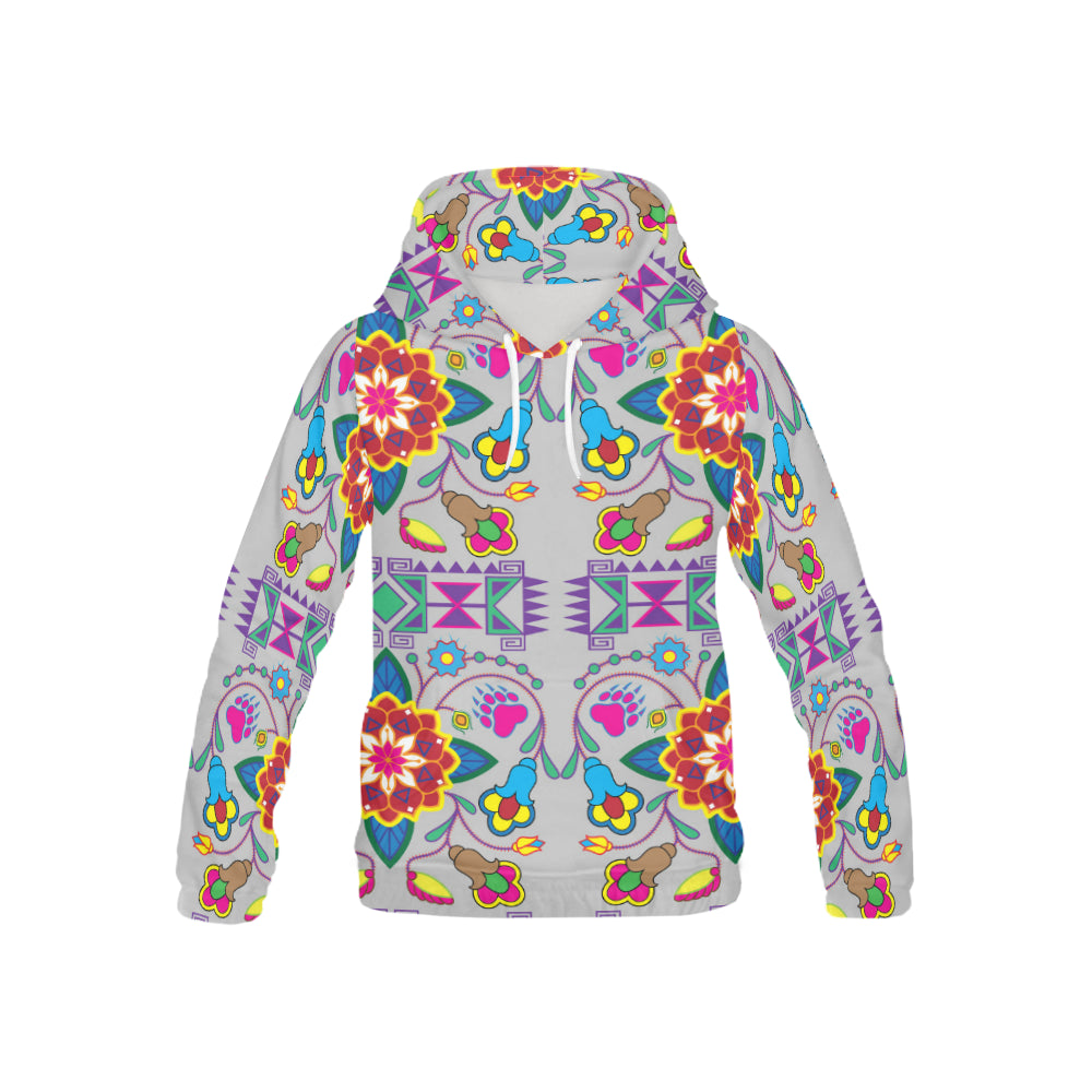 Geometric Floral Winter-Gray All Over Print Hoodie for Kid (USA Size) (Model H13) All Over Print Hoodie for Kid (H13) e-joyer
