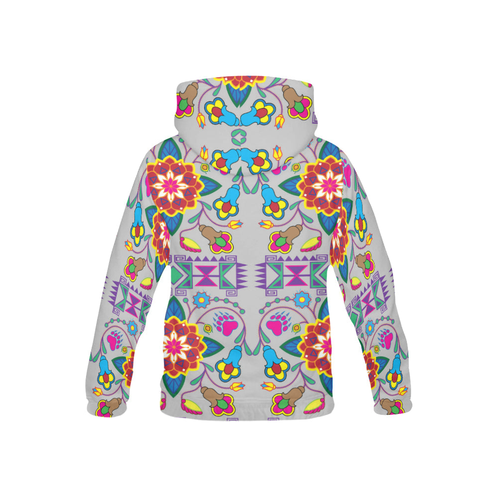 Geometric Floral Winter-Gray All Over Print Hoodie for Kid (USA Size) (Model H13) All Over Print Hoodie for Kid (H13) e-joyer