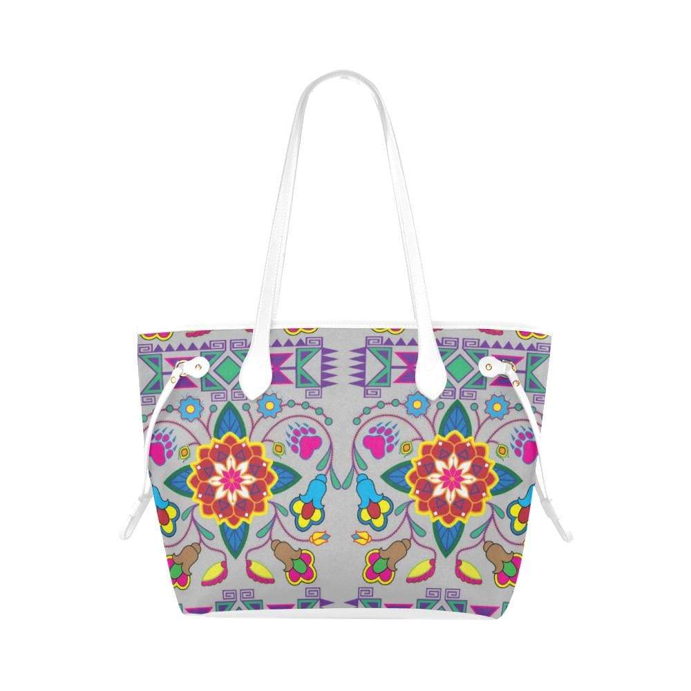 Geometric Floral Winter - Gray Clover Canvas Tote Bag (Model 1661) Clover Canvas Tote Bag (1661) e-joyer