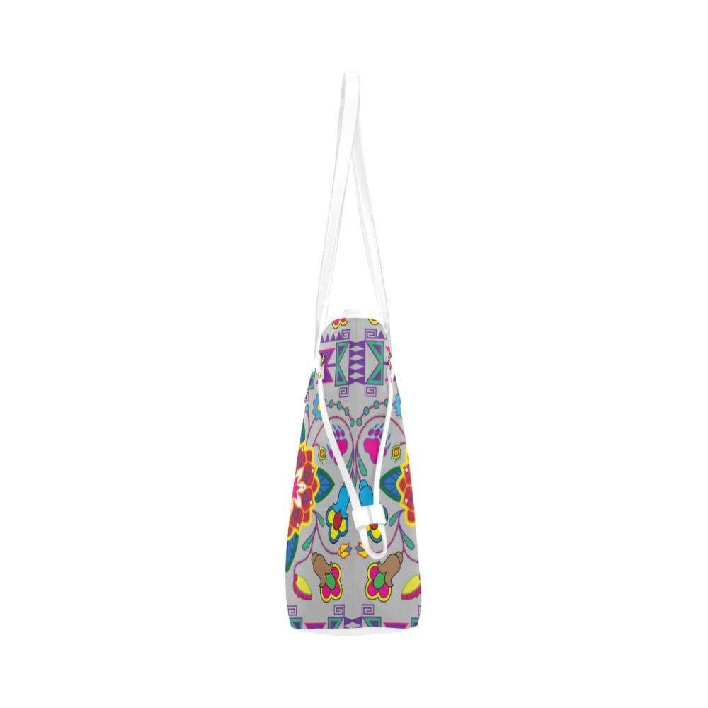 Geometric Floral Winter - Gray Clover Canvas Tote Bag (Model 1661) Clover Canvas Tote Bag (1661) e-joyer
