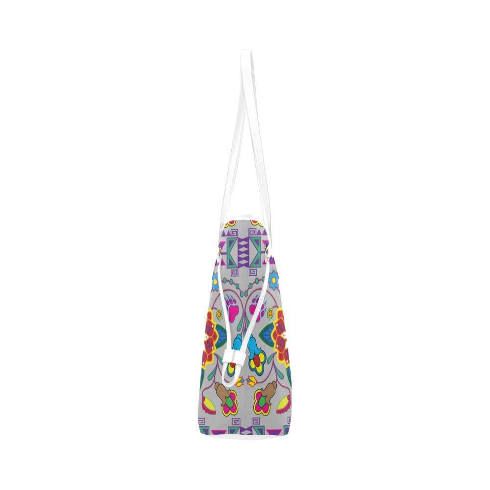 Geometric Floral Winter - Gray Clover Canvas Tote Bag (Model 1661) Clover Canvas Tote Bag (1661) e-joyer