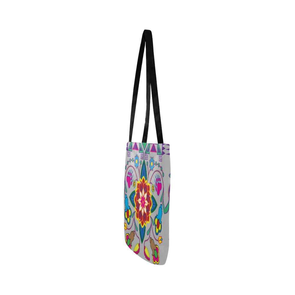 Geometric Floral Winter-Gray Reusable Shopping Bag Model 1660 (Two sides) Shopping Tote Bag (1660) e-joyer
