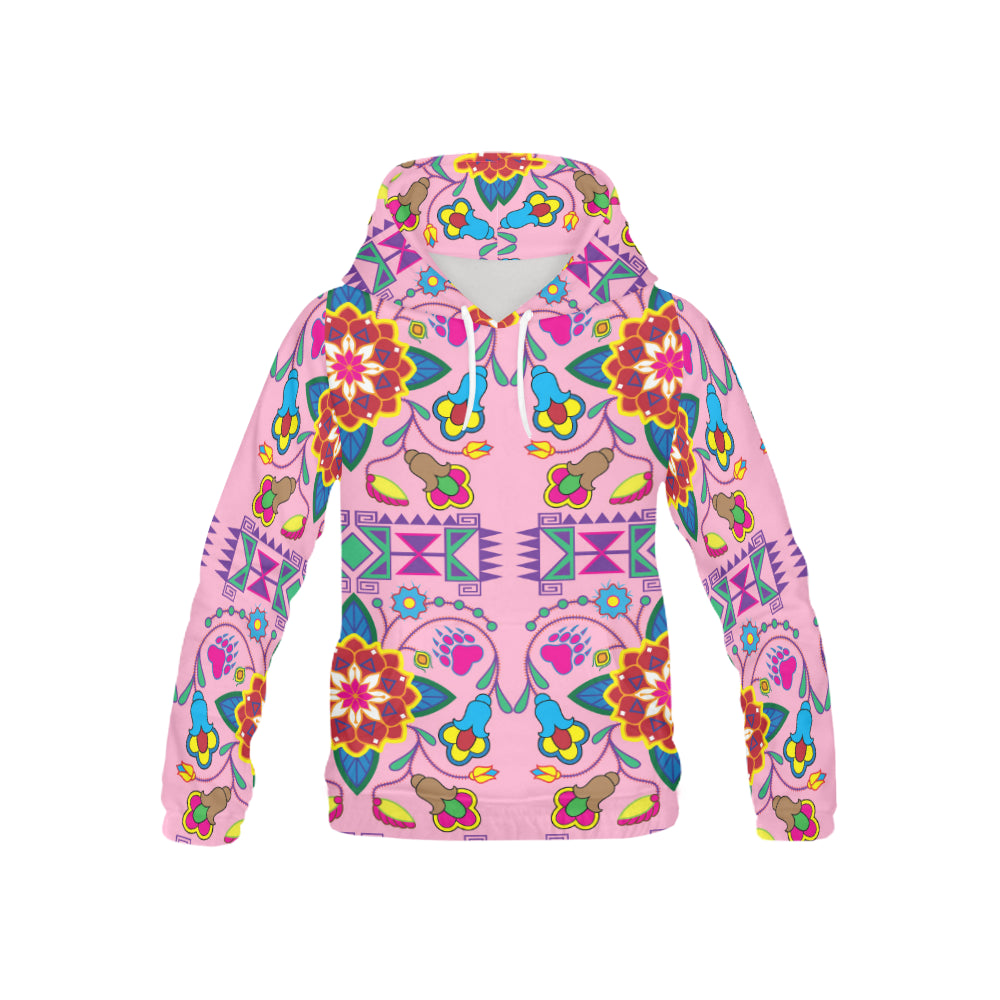 Geometric Floral Winter-Pink All Over Print Hoodie for Kid (USA Size) (Model H13) All Over Print Hoodie for Kid (H13) e-joyer