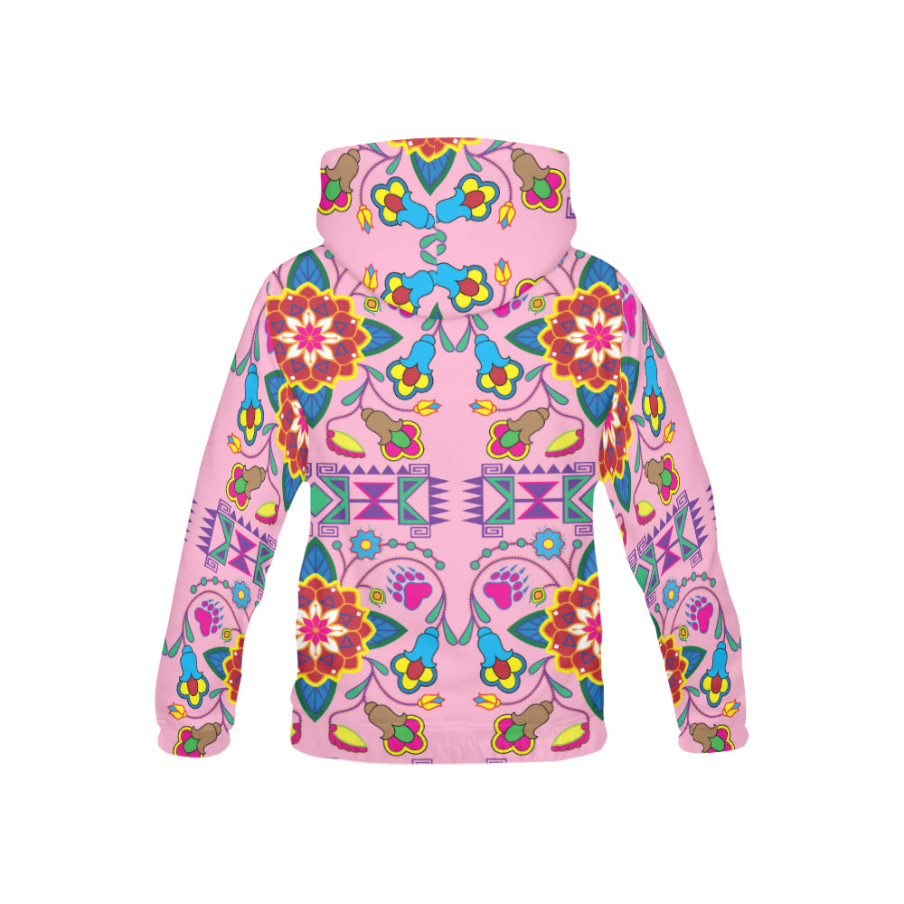 Geometric Floral Winter-Pink All Over Print Hoodie for Kid (USA Size) (Model H13) All Over Print Hoodie for Kid (H13) e-joyer