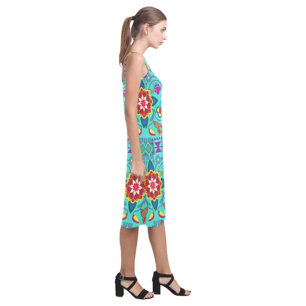Geometric Floral Winter - Sky Alcestis Slip Dress (Model D05) Alcestis Slip Dress (D05) e-joyer