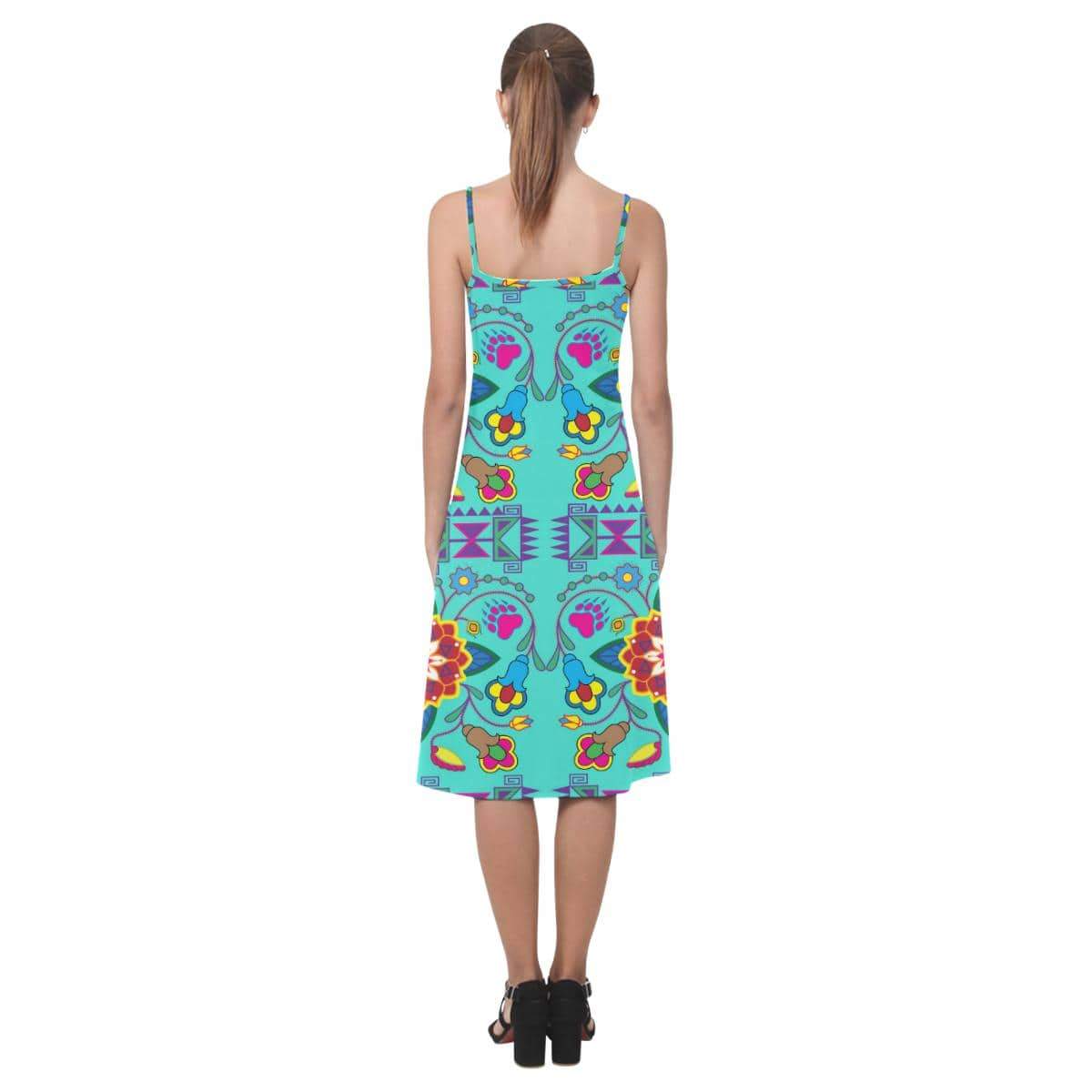 Geometric Floral Winter - Sky Alcestis Slip Dress (Model D05) Alcestis Slip Dress (D05) e-joyer